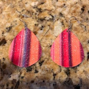 Pink glitter serape earrings